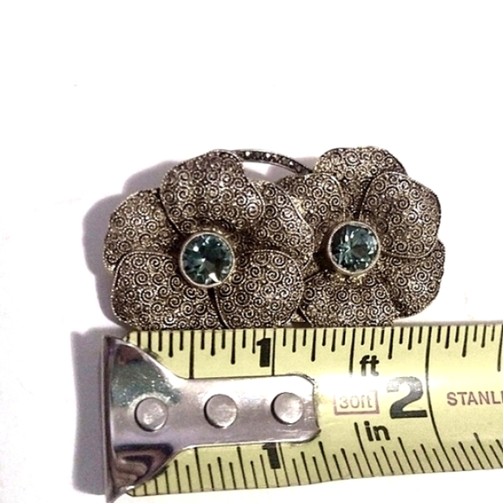 THEODORE FAYRNER ORIGINAL ART DECO 1920s STERLING SILVER .925 TOURMALINE BROOCH - Picture 6 of 9
